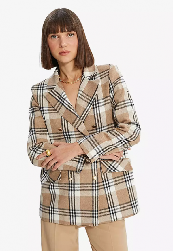 Blazer bermotif kotak-kotak